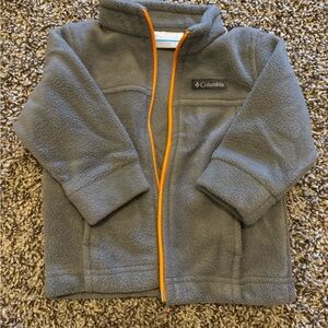 Columbia Gray Fleece Jacket with Orange Trim